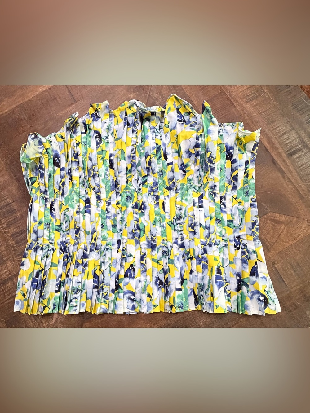 NWT White House Black Market Yellow Blue Green Floral Pleated Strapless Top
